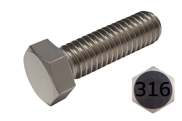 Imperial Hexagonal Bolt Fine And Full Thread 316 Stainless Steel 7/16-20 * 3/4"