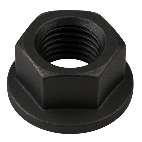Serrated Flanged Conical Hexagonal Nut Black Steel 3/8-16 Grade 8