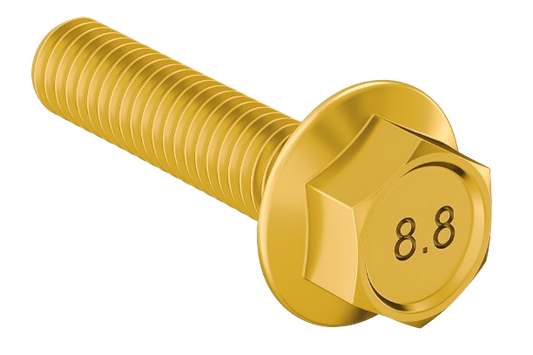 Metric Flanged Hexagonal Bolt Yellow Zinc {M6} * {1.0} * 40mm Grade 8.8