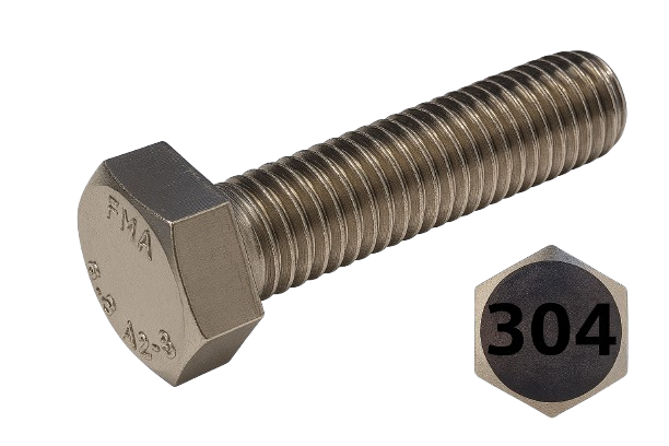 Imperial Hexagonal Bolt Fine And Full Thread 304 Stainless Steel 3/8-24 * 1"
