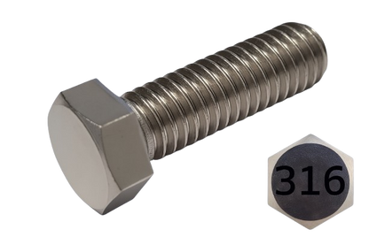 Imperial Hexagonal Bolt Full Thread 316 Stainless Steel  9/16-12 * 1"