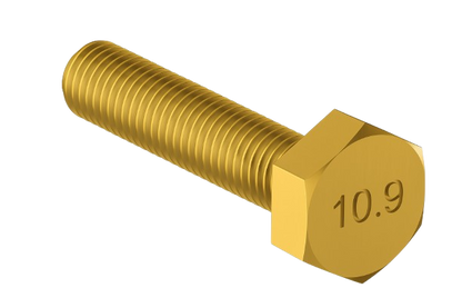 Metric Hexagonal Bolt Full Thread Yellow Zinc M14 * 2.0 * 50mm Grade 10.9