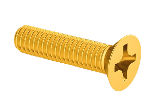 Flat Head Machine Screw Full Thread Brass 1/4-20 * 1" [Philips Drive]