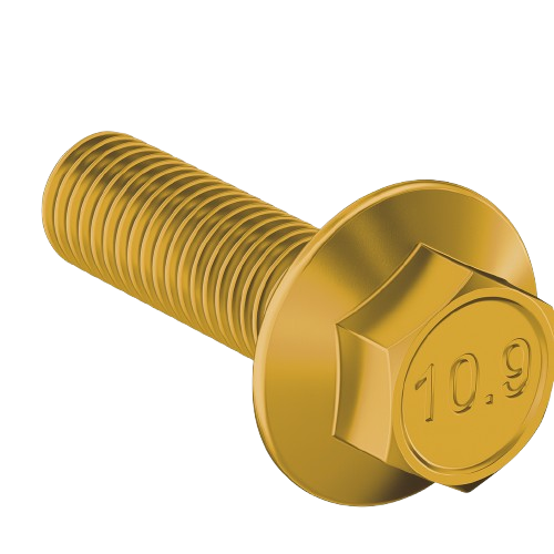 Metric Flanged Hexagonal Bolt Extra Fine & Partially Thread Yellow Zinc M12 * 1.25 * 50mm Grade 10.9