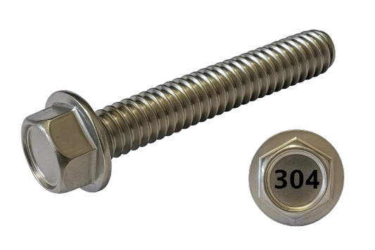 Imperial Flanged Hexagonal Bolt Full Thread 304 Stainless Steel 10-24 * 1-1/4"