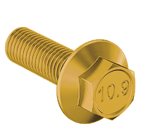 Metric Flanged Hexagonal Bolt Extra Fine & Full Thread Yellow Zinc M12 * 1.25 * 40mm Grade 10.9