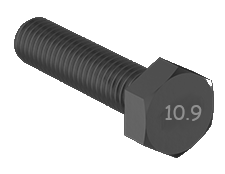 Metric Hexagonal Bolt Extra Fine & Full Thread Black Steel M12 * 1.25 * 35mm Grade 10.9