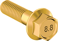 Metric Flanged Hexagonal Bolt Yellow Zinc {M6} * {1.0} * 40mm Grade 8.8