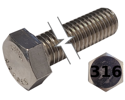 Imperial Hexagonal Bolt Full Thread 316 Stainless Steel  5/16-18 * 7/8"