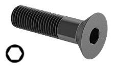Flat Head Cap Screw Fine Thread Black Steel 3/8-24 * 2-3/4" Grade 8 [Cup Point] [Allen Drive]