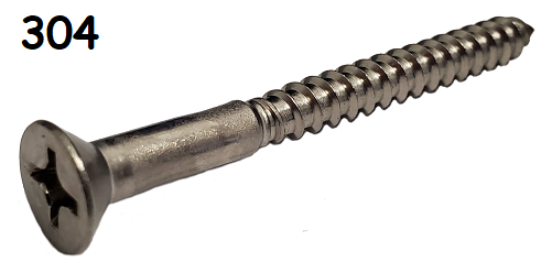 Flat Head Wood Screw Stainless Steel #10 * 3" [Philips Drive]