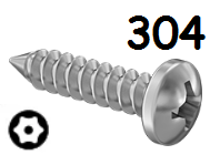 Pan Head Metal Screw Full Thread Stainless Steel #14 * 1" [Torx Pin-in Drive]
