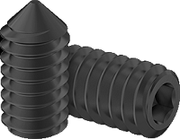 Set Screw Fine & Full Thread Black Steel 1/4-28 * 5/16" Grade 8 [Cone Point] [Allen Drive]