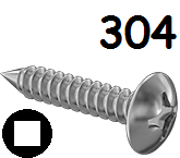 Truss Head Metal Screw Full Thread Stainless Steel #10 * 1" [Square Drive]